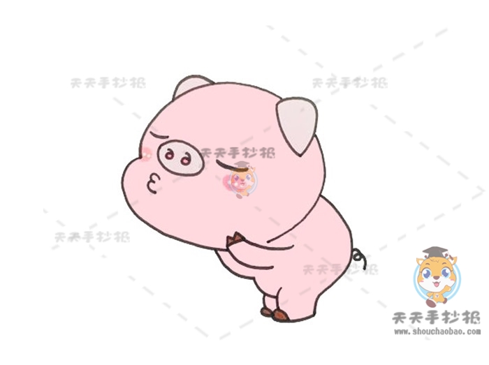 可爱的粉色小猪简笔画彩绘步骤，如何画一只呆萌可爱的小猪
